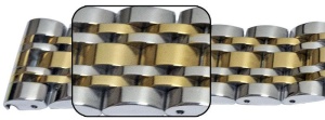 Bratara argintie cu auriu 7 rânduri cu deployant 20mm - 57123
