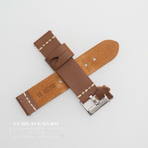 Curea piele maro deschis, vintage, cusătura alba QR 20mm - 3920320