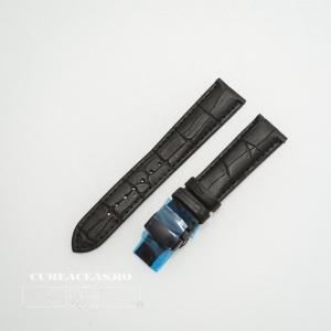 Curea piele vitel captusita negră deployant negru 22 mm