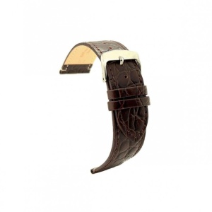 Curea piele vitel maro închis model crocodil plată 18mm-2090218