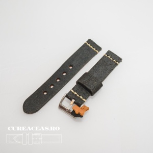 Curea piele neagră vintage QR 24mm - 4060124
