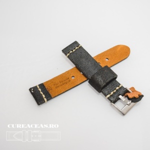 Curea piele neagră vintage QR 24mm - 4060124