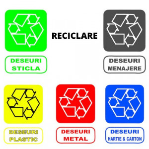 Set 5 etichete autocolante RECICLARE - pentru cos de gunoi