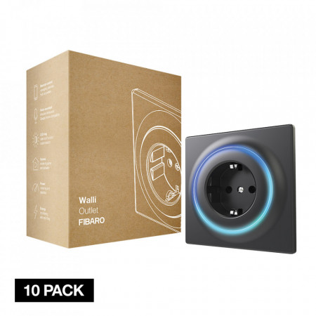 Priza inteligenta FIBARO Walli Outlet (Type F) Anthracite (pachet de 10bucati)
