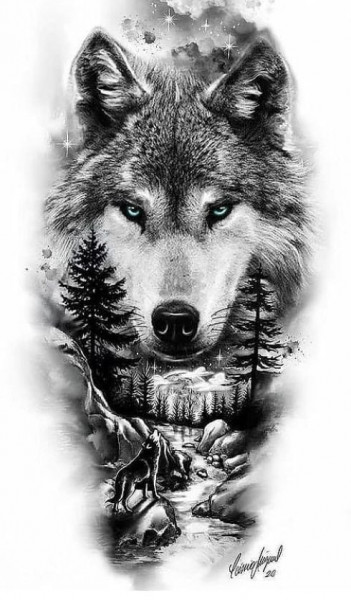 Sticker Auto Tattoo Edition Forest Wolf