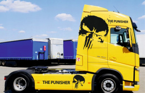 Set Stickere Cabina Camion The Punisher Volvo Man Scania Daf Iveco