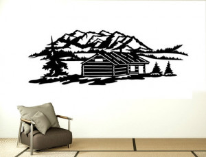 Sticker Perete Peisaj Cabana Munte