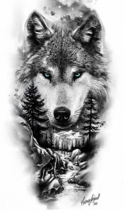 Sticker Auto Tattoo Edition Forest Wolf