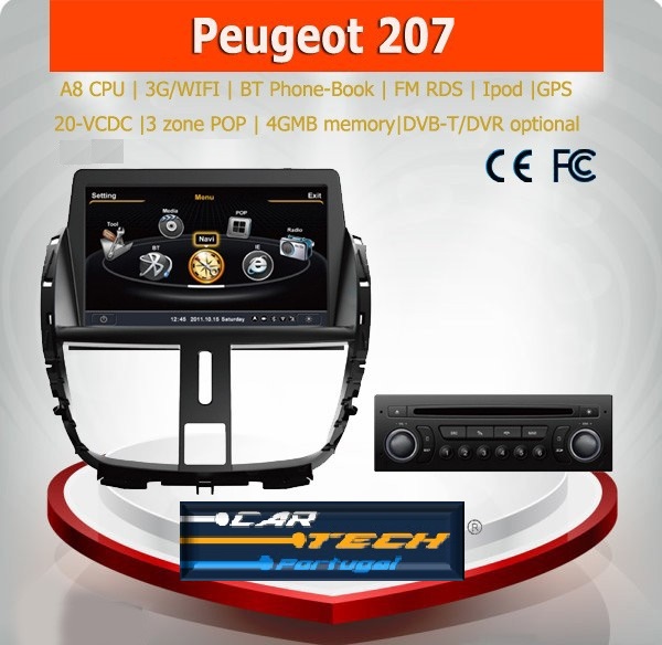Auto rádio Android 8.0 Peugeot 207 Media SatNav 0612