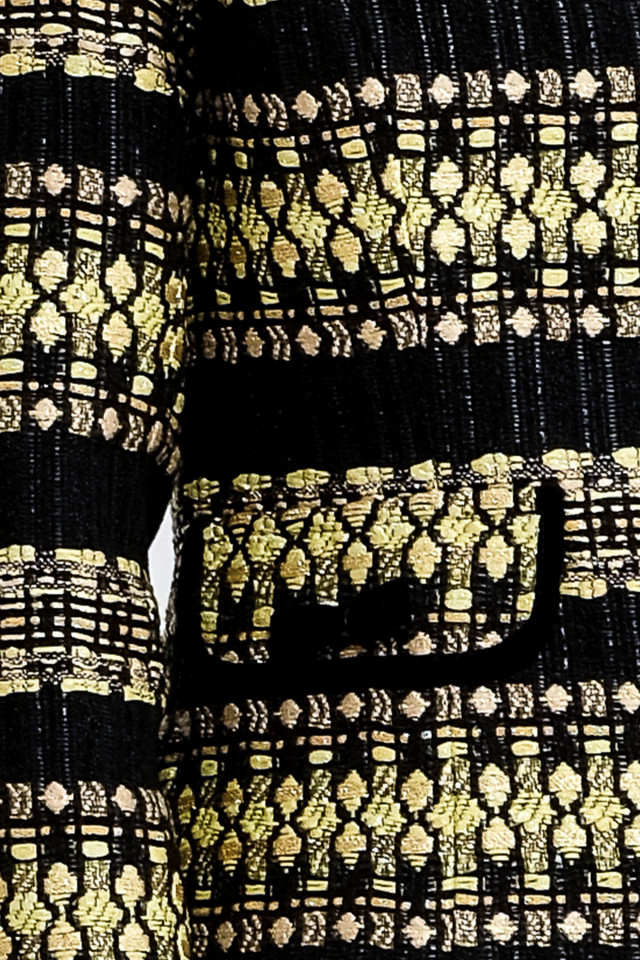 SACOU DIN MIX TWEED NEGRU CU GALBEN
