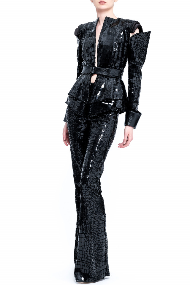SACOU NEGRU CROCO-METALLIC