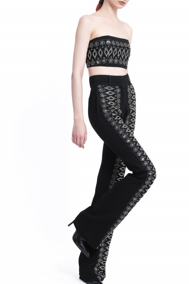 BLACK EMBELLISHED TROUSERS