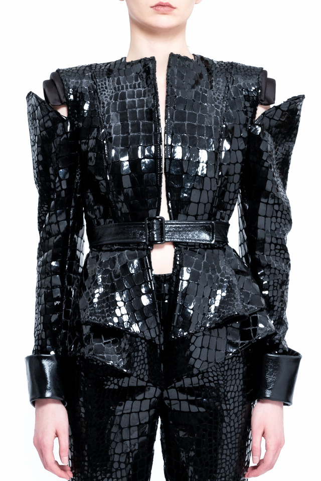SACOU NEGRU CROCO-METALLIC