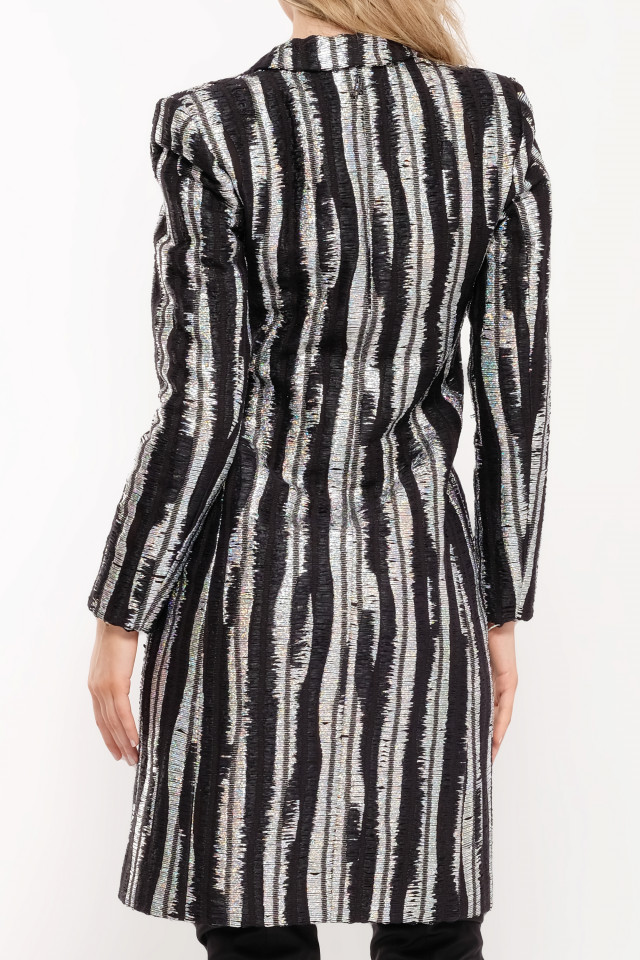 PALTON DIN MIX TWEED ARGINTIU CU NEGRU