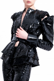 SACOU NEGRU CROCO-METALLIC