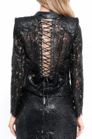 BLACK SILICONE LACE BLAZER