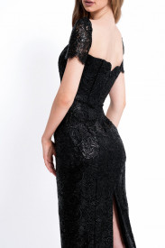 ROCHIE MIDI DIN DANTELĂ SILICONATĂ NEAGRĂ