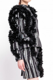 SACOU DIN MIX TWEED ARGINTIU CU NEGRU ACCESORIZAT