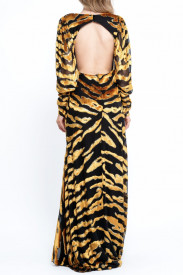 ROCHIE LUNGĂ AURIU CU NEGRU ANIMAL PRINT
