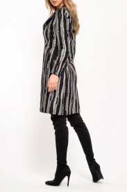 PALTON DIN MIX TWEED ARGINTIU CU NEGRU