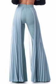 PANTALONI VERDE OU DE RAȚĂ CU VOAL PLISAT ÎN LATERALE
