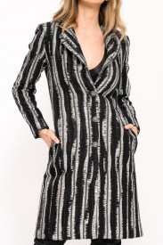 PALTON DIN MIX TWEED ARGINTIU CU NEGRU