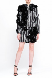 FUSTĂ DIN MIX TWEED ARGINTIU CU NEGRU ACCESORIZATĂ