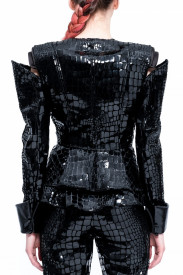 SACOU NEGRU CROCO-METALLIC