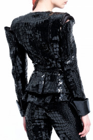 SACOU NEGRU CROCO-METALLIC