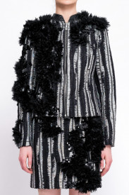 SILVER AND BLACK MIX TWEED BLAZER