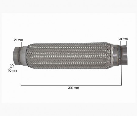 RACORD FLEXIBIL INNER & OUTER BRAID (B) 55x300 MM