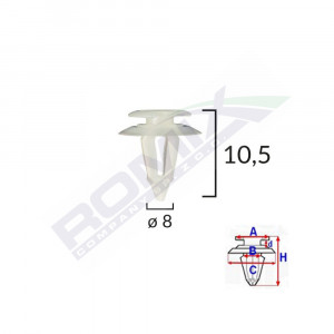 CLIPS TAPITERIE PENTRU FIAT/AUDI 8X10.5MM - ALB SET 10 BUC