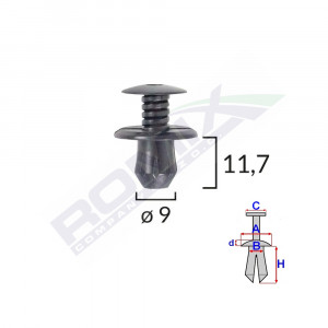 CLIPS FIXARE PENTRU VW 9X11.7MM - NEGRU SET 10 BUC