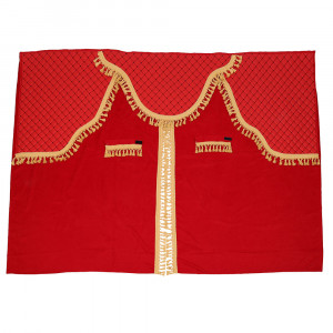 SET PERDELE CABINA CAMION, UNIVERSALE, VELUR, ROSU-AURIU