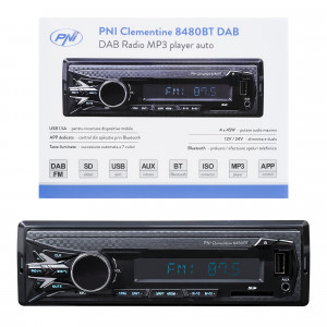RADIO MP3 PLAYER AUTO DAB SI RDS PNI CLEMENTINE 8480BT 4X45W, 12/24V, CU SD, USB, AUX, RCA, BLUETOOTH SI USB 1.5A