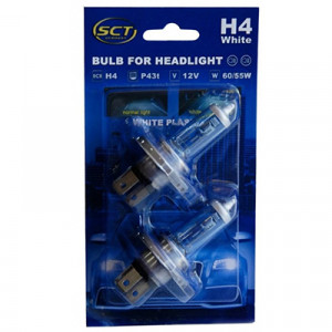 SET 2 BECURI FAR H4 12V 60/55W P43t WHITE SCT