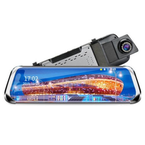 Camera auto dubla oglinda DVR FOXMAG24®, 10 inch touch, camera marsarier, Full HD 30fps, night vision, unghi de filmare 170 grade, senzor G, detectare miscare, lentile Sony, negru