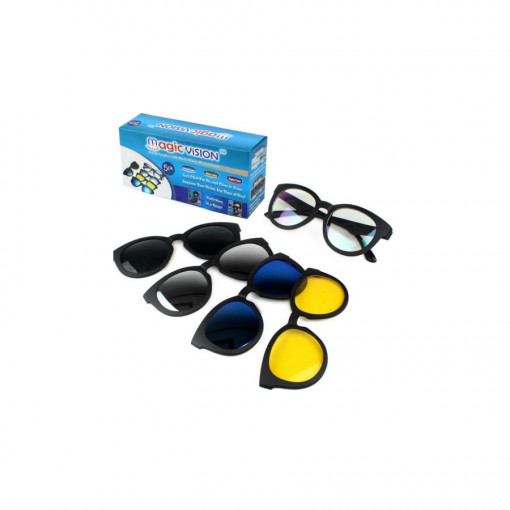 Ochelari de soare 3-in-1 cu lentile interschimbabile Magic Vision,FOXMAG24®, Negru