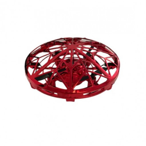 Mini drona FOXMAG24, model OZN, disc zburator cu senzori infrarosu, rosu