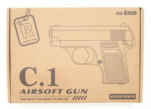 Pistol Airsoft Gun Metalic C.1 , 300 bile, FOXMAG24