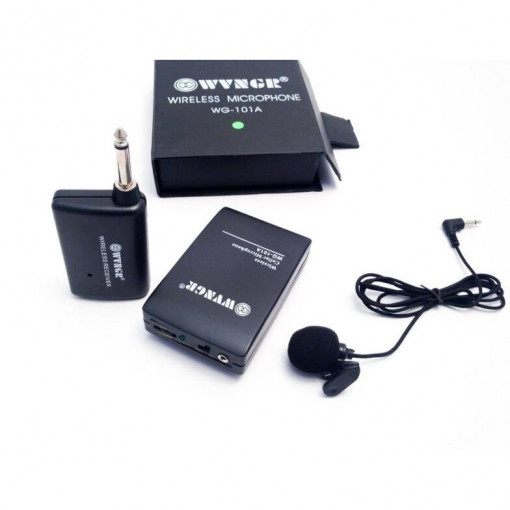 Microfon wireless tip lavaliera FOXMAG24®, 30 m, modulare FMwireless cu clips si receptor
