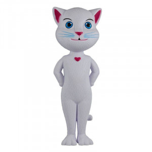 Jucarie Talking Angela Foxmag24, pisica inteligenta vorbitoare, alba, 25 cm