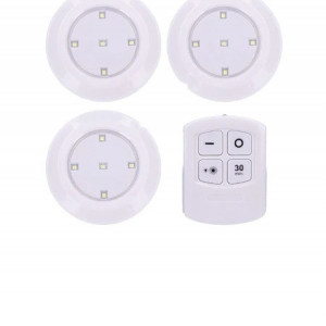 Set 3 corpuri de iluminat FOXMAG24 cu telecomanda, led, alb