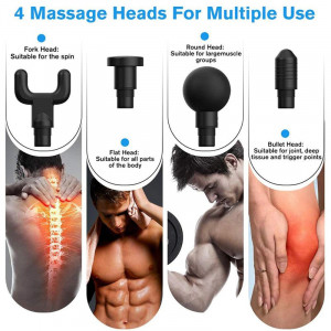 Aparat de masaj FOXMAG24®, Fascial Gun, anticelulitic, 4 capete interschimbabile, 6 trepte de viteza, Acumulator Li-Ion