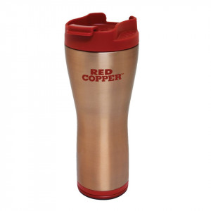 Cana Termos cafea FOXMAG24® cu smart grip Red Copper Mug cu interior ceramic, 470 ml