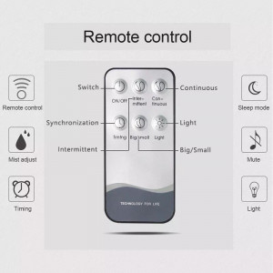 Difuzor Aromaterapie/Umidificator cu ultrasunete FOXMAG24®, Telecomanda, LED 7 culori, autonomie 16 ore, programabil