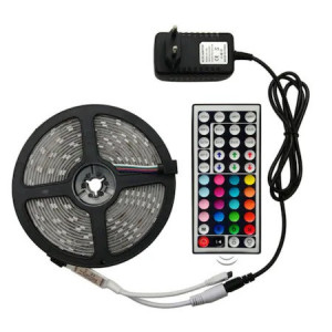 Kit Banda LED 5050 RGB FOXMAG24, Control Telefon prin Bluetooth, Exterior, 2x5m, Functie de Schimbare a Culorilor in Functie de Muzica, Lumina Multicolora, 10metri lungime, Instalare Usoara
