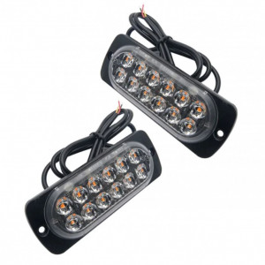 Set Lampi Avertizare Stroboscop 12 Leduri FOXMAG24, Girofar Led, 12/24V Galben, 112mm/41mm