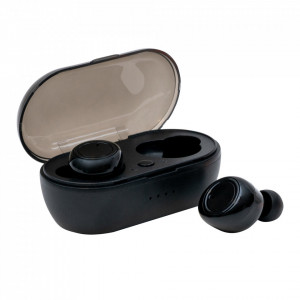 Casti wireless TWS A2, versiune bluetooth 5.0, microfon incorporat, distanta functionare 10 m, design minimalist, Negru, FOXMAG24®