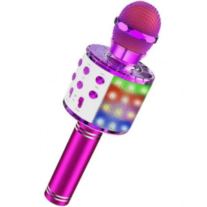 Microfon karaoke FOXMAG24, profesional cu boxa inclusa, SD Card, USB, AUX, Pink